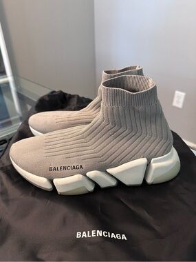 Balenciaga Knit Speed Trainer Gray Sneakers - Size 39